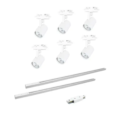 Oświetlenie szynowe 1-fazowe 6 x reflektor GU10 mini biały + 2 x szyna Premium 1 m XD - Kup dziś