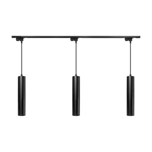 Kup dziś - Oświetlenie szynowe wiszące 1-fazowe 3 x tuba 30 cm GU10 czarna + szyna 2 m