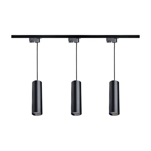 Oświetlenie szynowe wiszące 1-fazowe 3 x tuba 20 cm GU10 czarna + szyna 2 m - Jakość premium