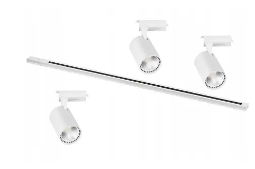 Oświetlenie szynowe 1-fazowe 3 x lampa LED 30W 6500K biała + szyna 1 m biała | Prosto od producenta