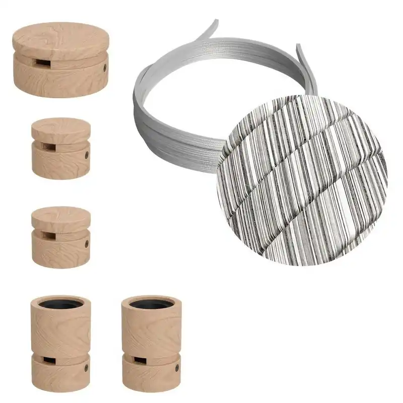 Hit sprzedaży - Zestaw systemu Filé Wiggle - z 3 mm łańcuchem świetlnym i 5 drewnianymi uchwytami do wnętrz Creative cables BCAT-WIG-CAT-WIG-ECC37