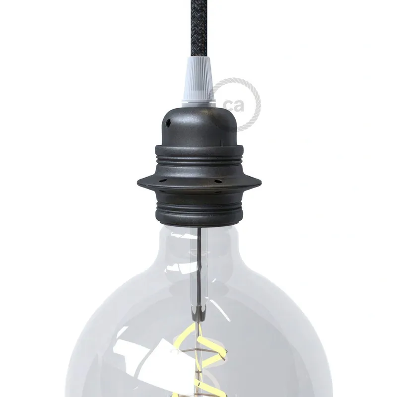 Spiesz się | Metalowa oprawka żarówki E27 z podwójnym kołnierzem do lamp z kloszem Creative cables BPL27MTF-PL27MZVCFU