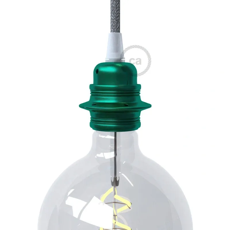 Najwyższa jakość - Metalowa oprawka żarówki E27 z podwójnym kołnierzem do lamp z kloszem Creative cables BPL27MTF-PL27MZVSME