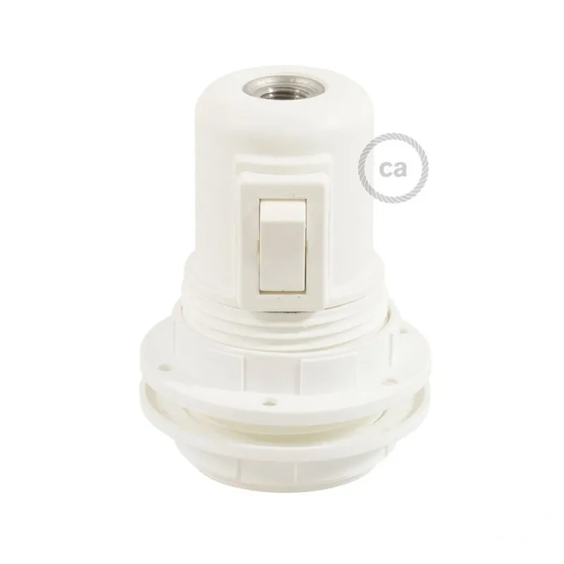 Oprawka termoplastyczna E27 z podwójnym kołnierzem i włącznikiem do lamp z kloszem Creative cables BPL27PFINB-PL27PBTFNB - Hit sprzedażowy