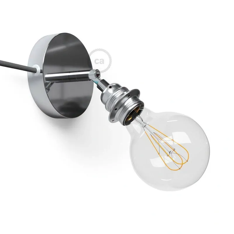 Skorzystaj z oferty - Spostaluce Metal 90°, regulowana lampa z oprawką gwintowaną E27, kablem w oplocie i bocznymi otworami Creative cables B-APM2FC1-2LPMDR-7-APM2FC1LCRTCRPMA3RN02