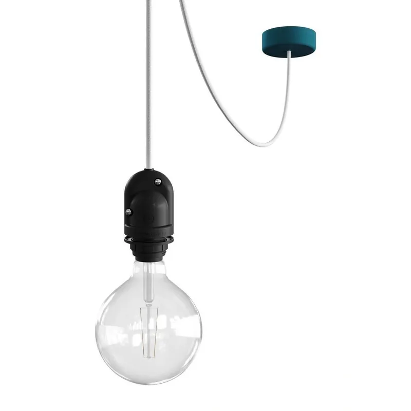 EIVA Zewnętrzna lampa wisząca na stelażu z 5-metrowym kablem tekstylnym, decentralizatorem, silikonową rozetą sufitową i Creative cables BPDECLF4-PDEPE50SM01 - Taniej