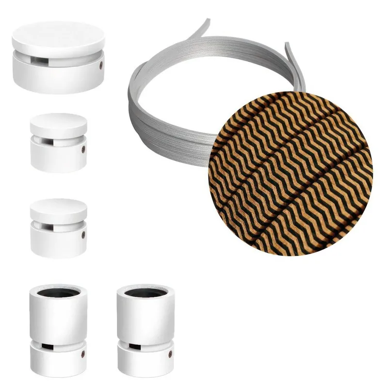 Zestaw systemu Filé Wiggle - z 3 mm łańcuchem świetlnym i 5 wewnętrznymi elementami drewnianymi lakierowanymi na biało Creative cables BCAT02-WIG-CAT02-WIG-CZ22 | Ulubieniec klientów