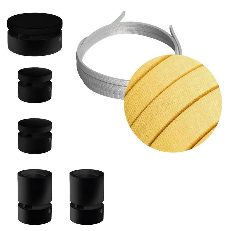 Zestaw systemu Filé Wiggle - z 3 mm łańcuchem świetlnym i 5 wewnętrznymi, czarnymi, lakierowanymi elementami drewnianymi Creative cables BCAT03-WIG-CAT03-WIG-CM10 - Zniżka