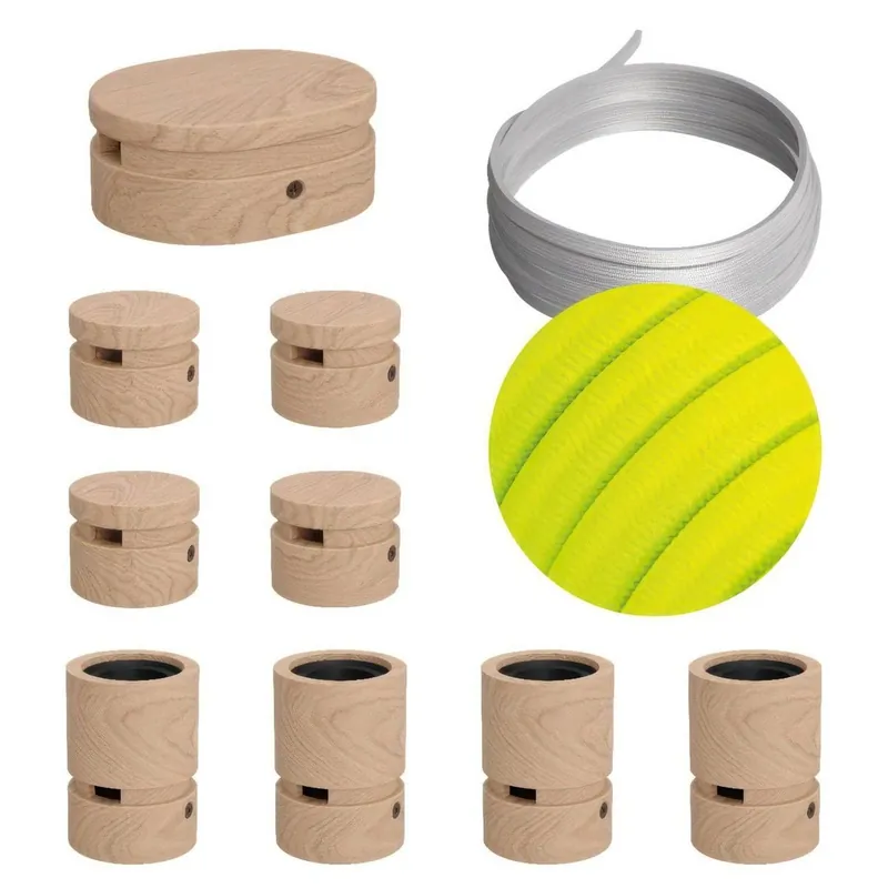 Nie czekaj - Zestaw systemu Filé Symmetric - z 5 mm łańcuchem świetlnym i 9 drewnianymi uchwytami do wnętrz Creative cables BCAT-LIN2-CAT-LIN2-CF10