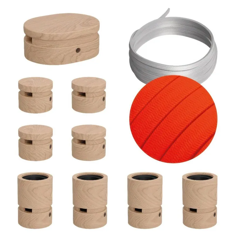 Zestaw systemu Filé Symmetric - z 5 mm łańcuchem świetlnym i 9 drewnianymi uchwytami do wnętrz Creative cables BCAT-LIN2-CAT-LIN2-CF15 - Wybór klientów