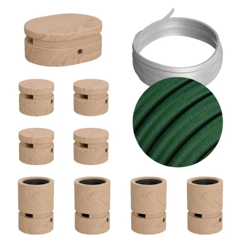 Zestaw systemu Filé Symmetric - z 5 mm łańcuchem świetlnym i 9 drewnianymi uchwytami do wnętrz Creative cables BCAT-LIN2-CAT-LIN2-CM21 | Produkt ceniony przez klientów