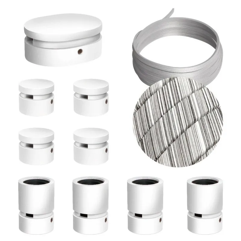 Cena fabryczna | Zestaw systemu Filé Symmetric - z 5 mm łańcuchem świetlnym i 9 drewnianymi uchwytami do wnętrz lakierowanymi na biało Creative cables BCAT02-LIN2-CAT02-LIN2-ECC37