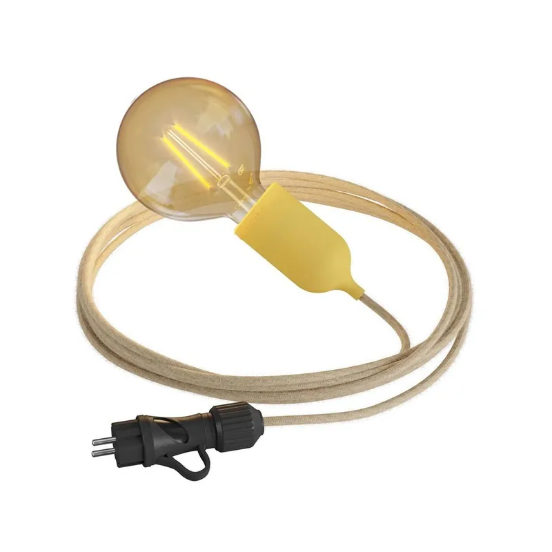 EIVA Snake Pastel, przenośna lampa zewnętrzna, z kablem w oplocie 5 m, oprawka i wtyczka IP65 waterproof Creative cables BPSEPACLF4-PSEPAMUSN06-L - Wygodne zakupy