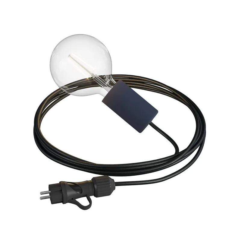 Niska cena - EIVA Snake Elegancka, przenośna lampa zewnętrzna, kabel w oplocie o długości 5 m, oprawka i wtyczka IP65 waterproof Creative cables BPSEEL01MDR10-PSEEL01NESM04