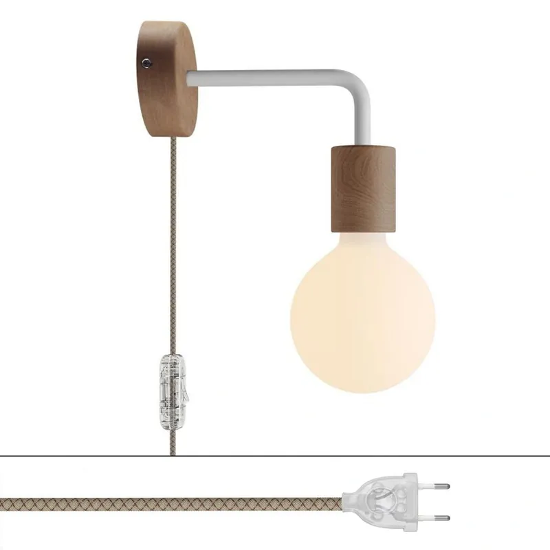 Obniżka - Drewniana lampa Spostaluce z ramieniem w kształcie litery "L" Creative cables B-APL4FC2LNTR-7-APL4FC2L01EXVBOEUBRD63