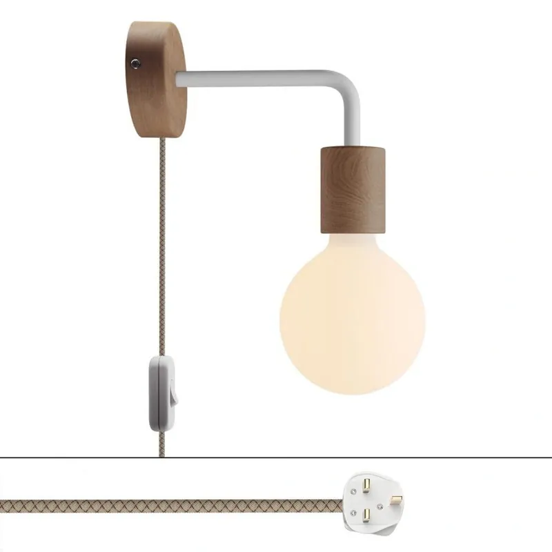 Zostało niewiele - Drewniana lampa Spostaluce z ramieniem w kształcie litery "L" Creative cables B-APL4FC2LNTR-7-APL4FC2L01EXVBOINBRD63