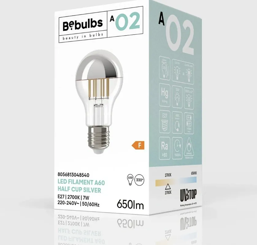 Klienci polecają | Żarówka LED Half Cup Silver Drop A60 7W 650Lm E27 2700K z możliwością ściemniania – A02