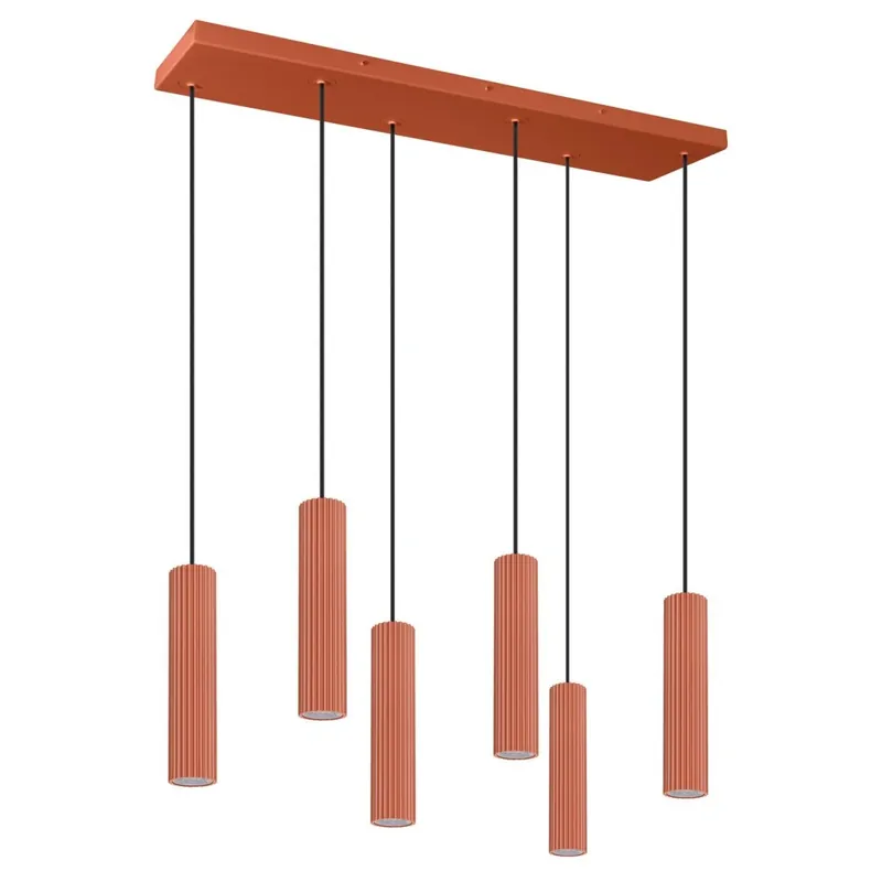 Lampa wisząca IVAR DALI 6L ochra czerwona LED 3000K Thoro TH.593 | Szybka dostawa