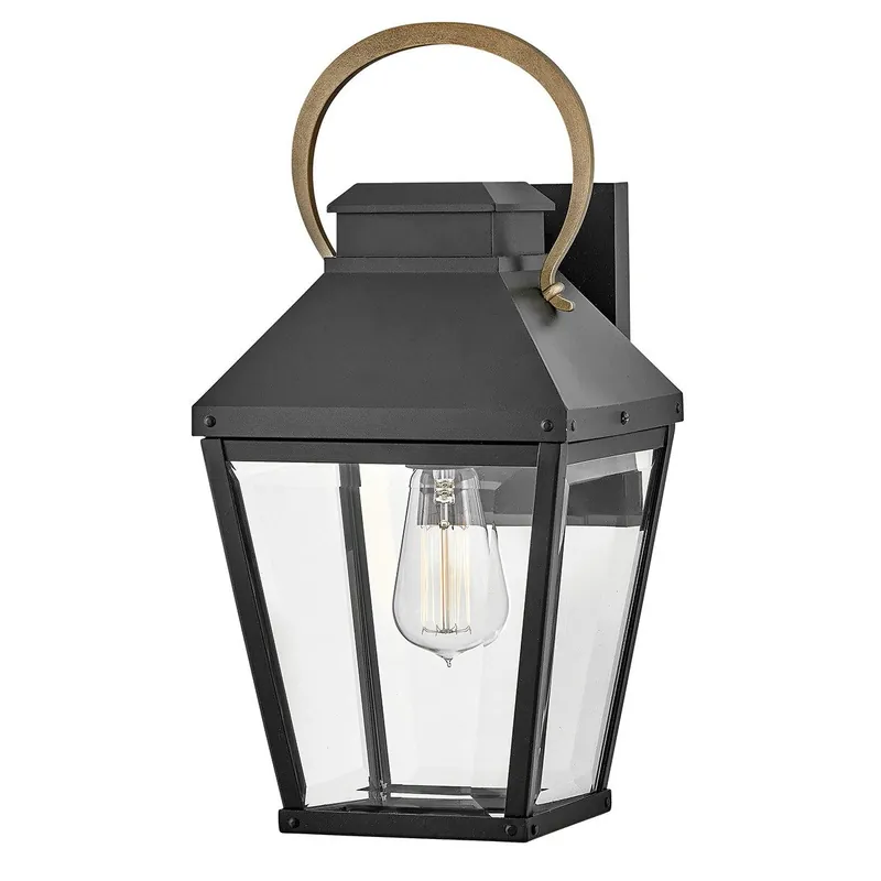Produkt polecany | Średnia latarnia naścienna Dawson - 1 źródło światła - Czarny, patynowany Elstead Lighting HK-DAWSON-M