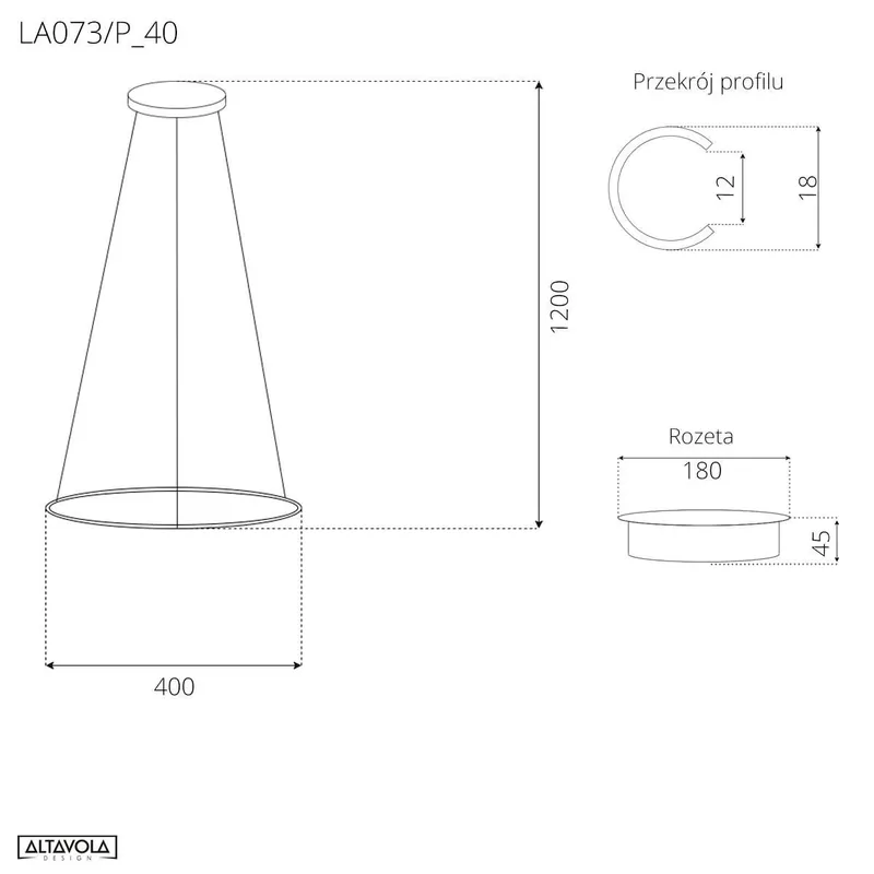 ALTAVOLA DESIGN Lampa wisząca Ledowe Okręgi No.1 40cm 4k Różowe Złoto ściemnialna LA073/P_40_in_4k_rose_ gold_dimm | Od ręki