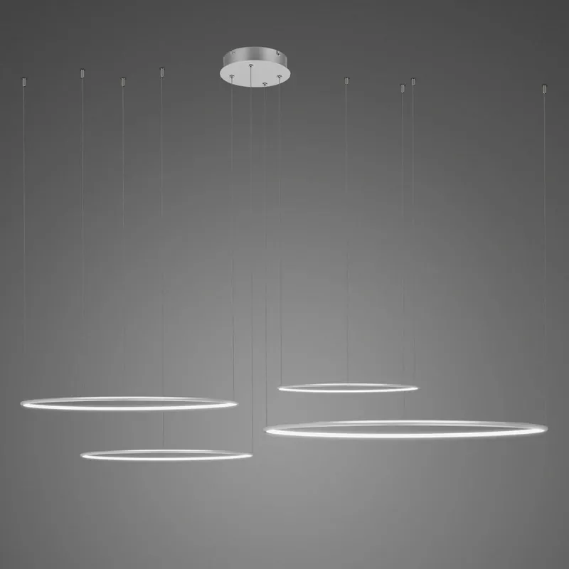 Ostatnia okazja - ALTAVOLA DESIGN Lampa wisząca Ledowe Okręgi No.4 100cm 3k srebrna ściemnialna LA084/CO4_100_in_3k_silver_dimm