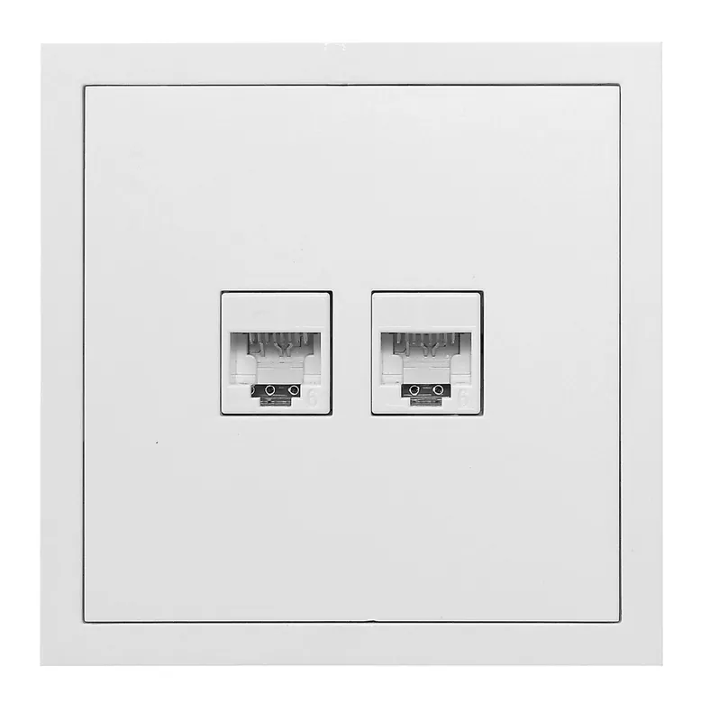 VOLTWERK - AD043-521 Podwójne gniazdo RJ45 CAT6 , biały | Oszczędź