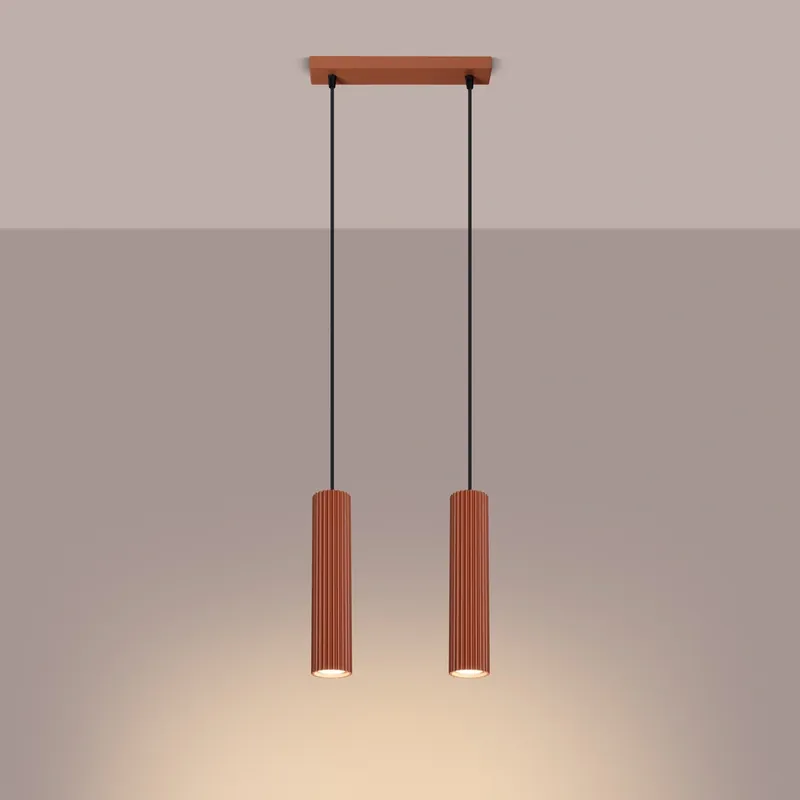 Duży rabat | SOLLUX SL.1631 lampa wisząca KARBON 2 ochra czerwona