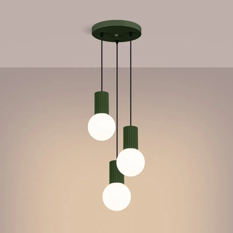 Ograniczona ilość - SOLLUX SL.1725 lampa wisząca HALO 3P zielona oliwka