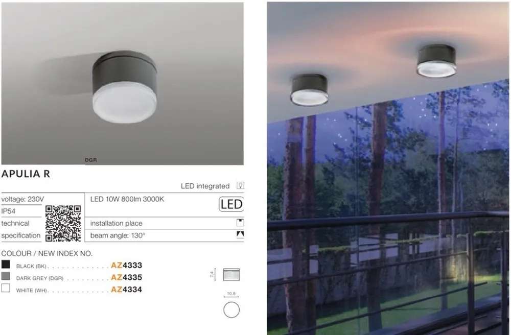 Ekstra rabat - AZZARDO AZ4333 lampa natynkowa APULIA