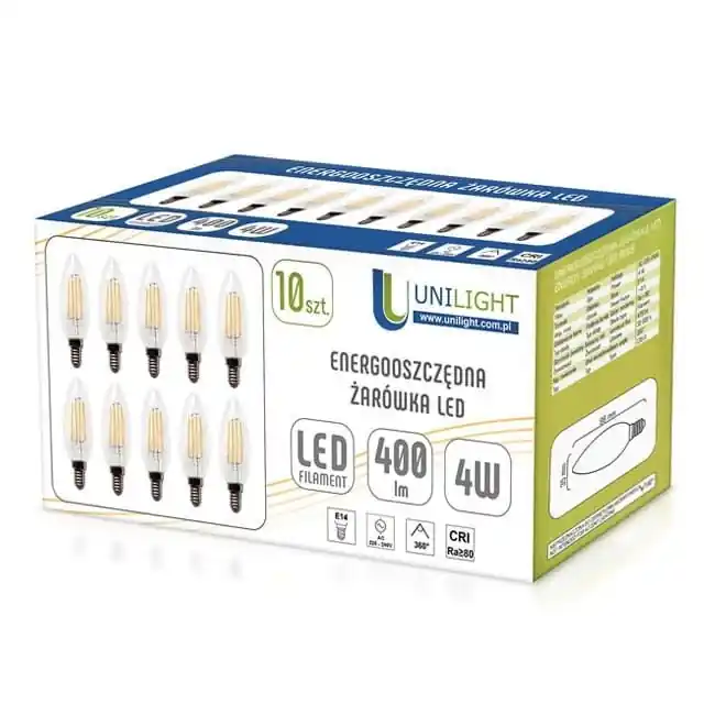 Ostatnia okazja - 10-pak żarówki LED E14 ciepła Edison 4W 400lm ULBU47-10 Unilight