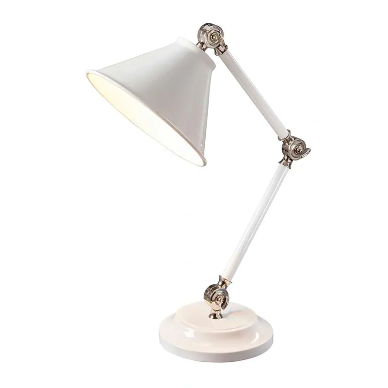 Mała lampa stołowa Provence Element Biała / Polerowany nikiel Białe / Polerowany nikiel PV-ELEMENT-WPN Elstead Lighting - Ograniczona dostępność