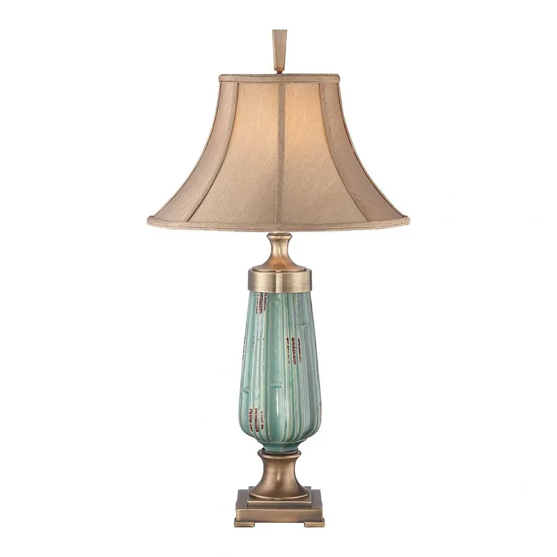 Lampa stołowa Monteverde Zielone / Postarzany mosiądz QZ-MONTEVERDE Elstead Lighting - Wyprzedaż zapasów