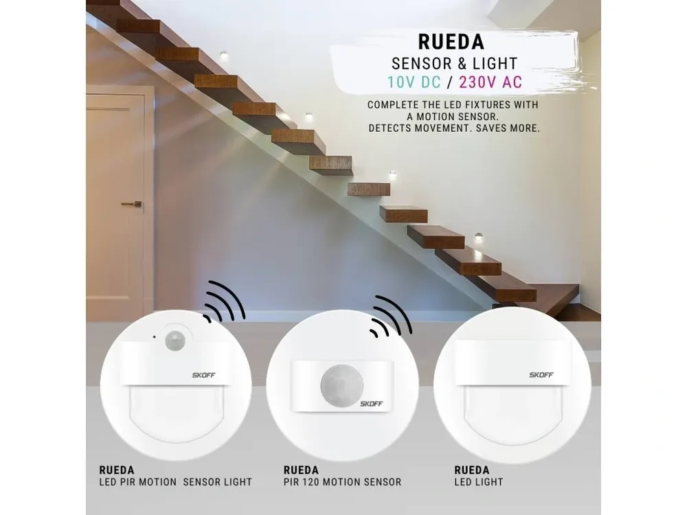 Superoferta | Rueda LED z czujnikiem ruchu 10V 1,0W IP20 Barwa Ciepła biały mat MJ-RUE-C-H-1-ML-ML-01 Skoff