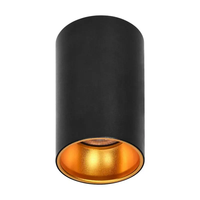 Bezpieczne zakupy - ELIZA, oprawa sufitowa tuba, GU10, IP20, okrągła, czarno-złota, aluminium