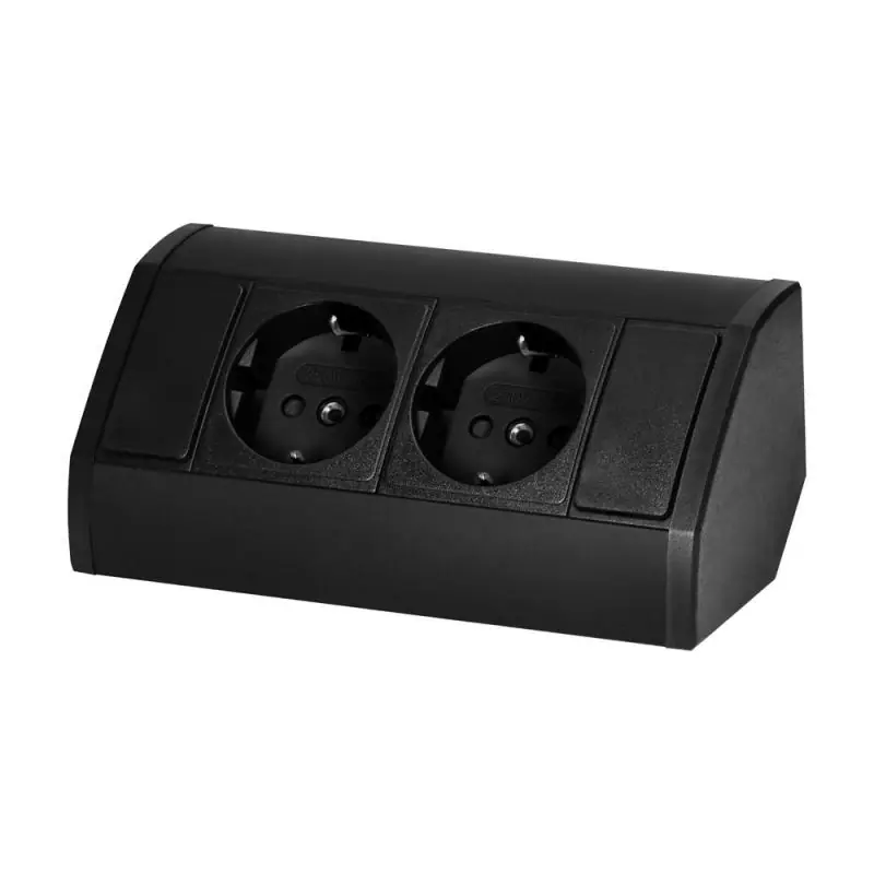 Cena obniżona - Gniazdo meblowe 2x2P+Z (Schuko), czarne