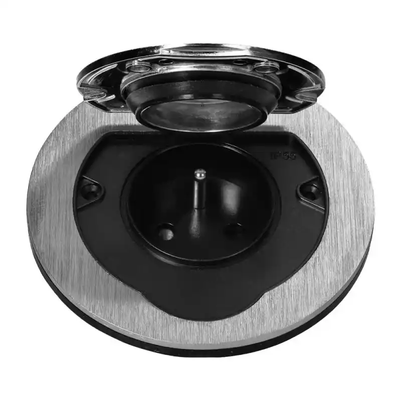 Cena promocyjna - Hermetyczne gniazdo elektryczne okrągłe, IP55, szczotkowane aluminium