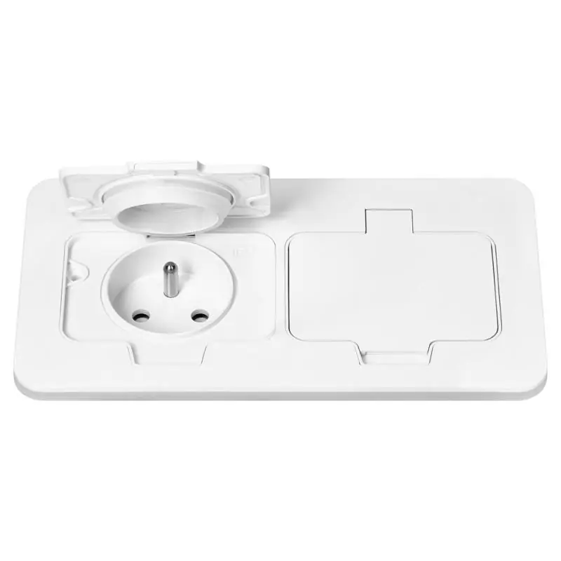Hermetyczne gniazdo elektryczne podwójne, prostokątne, IP55, 2x2P+Z(French), białe | Top oferta