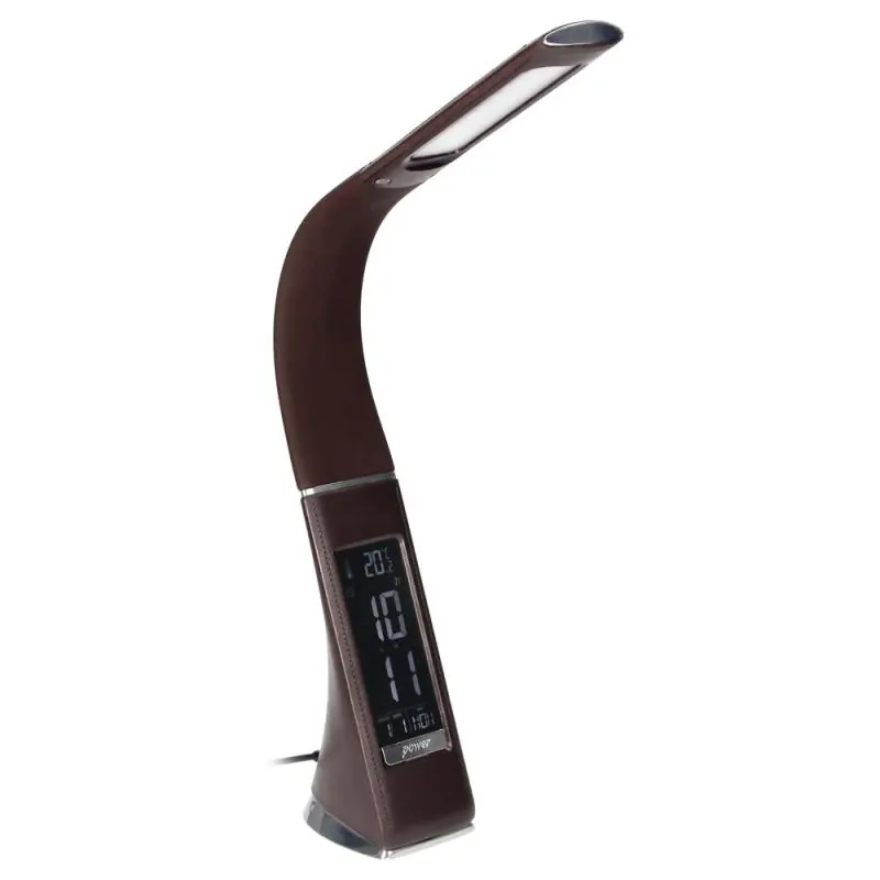 Bezpośrednio z fabryki | DOLOMIT LED 5W, lampka biurkowa z budzikiem, 400lm, 4000K, brązowa