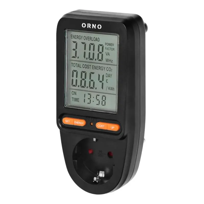 Watomierz, kalkulator energii z wyświetlaczem LCD OR-WAT-435(GS)/B schuko | Ostatnia szansa
