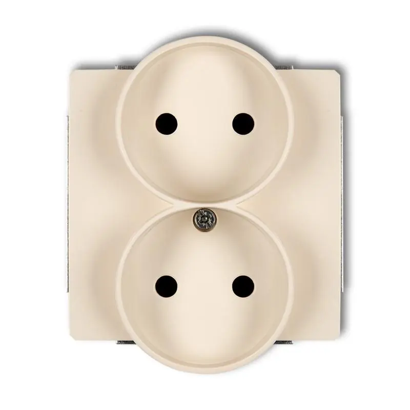 Karlik Deco Soft beżowy - gniazdo podwójne bez uziemienia - 1DGPRSO-2p | Produkt ceniony przez klientów