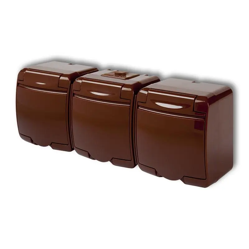 Karlik Junior brązowy - gniazdo potrójne SCHUKO IP54 - 4GHE-3s | Oferta dnia
