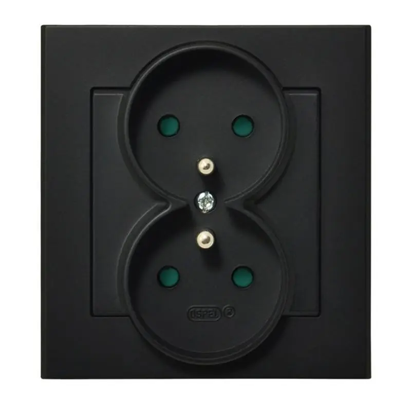 Ospel Sonata czarny - gniazdo podwójne (+0) z przesłonami GP-2RZP/33 - Outlet