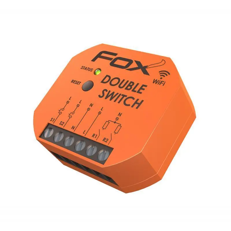 Bezpośrednio z fabryki | FOX - Przekaźnik Wi-Fi dwukanałowy 230V DOUBLE SWITCH
