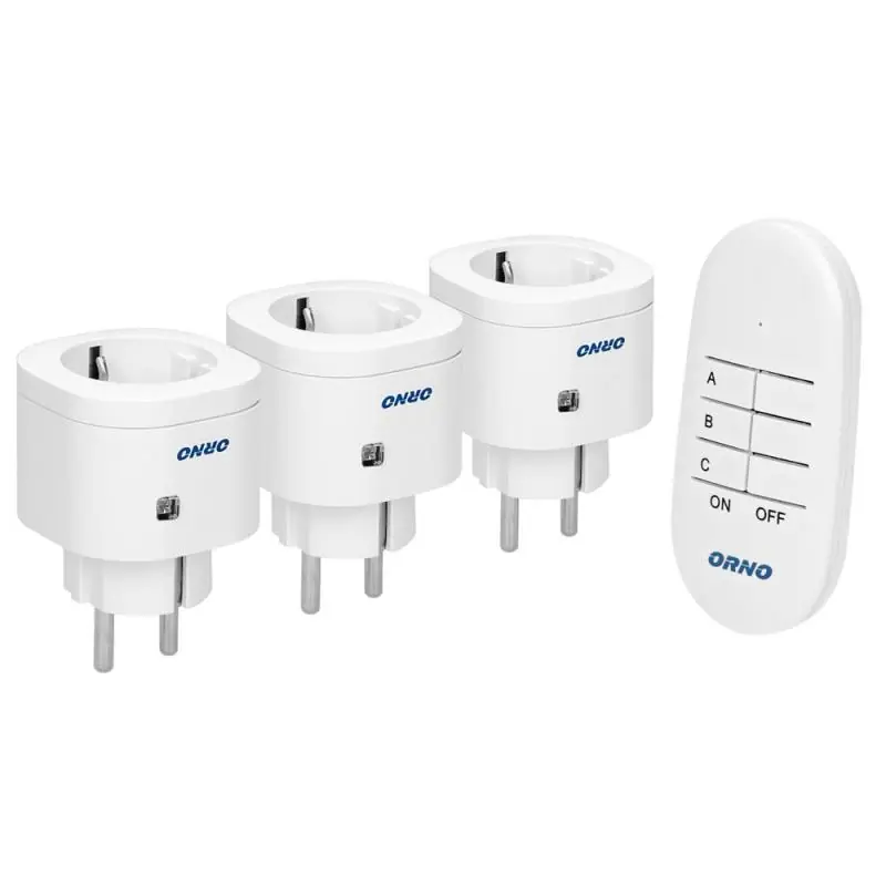 Top produkt | Zestaw bezprzewodowych mini gniazd sterowanych pilotem 3+1 OR-GB-438(GS) schuko
