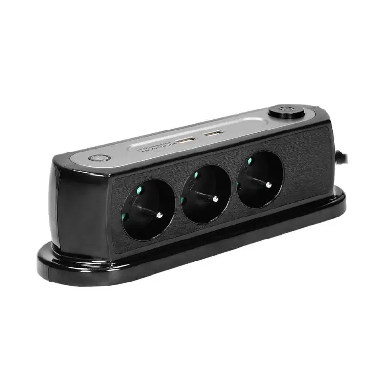 Produkt ceniony przez klientów - Listwa zasilająca nabiurkowa 3x2P+Z ładowarka 2xUSB OR-AE-13190/B czarna