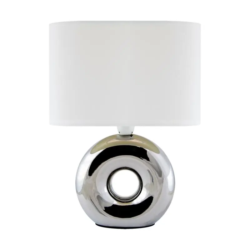 Lampka nocna stołowa GOLF E14 chrom/biała | Tylko w tym tygodniu
