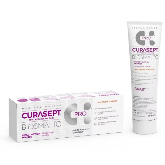 Curasept biosmalto pro mousse 150ml sensitive - mus na nadwrażliwość zębów o smaku wieloowocowym - 150ml Cur000389 | Oferta promocyjna