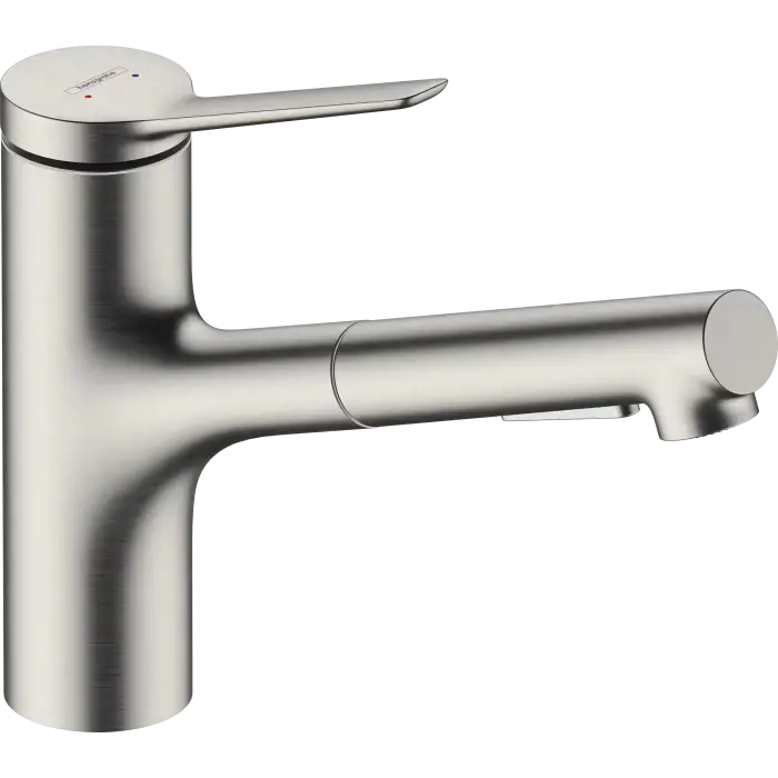 Promocja - Zesis m33 jednouchwytowa bateria kuchenna 150, metalowa wyciągana wylewka, 2jet, sbox stal szlachetna finish 74821800