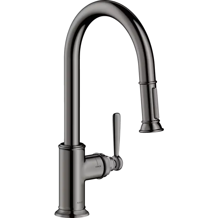 Montreux bateria kuchenna 180 z wyciąganą wylewką czarny chrom polerowany 16581330 | Zostało tylko kilka sztuk