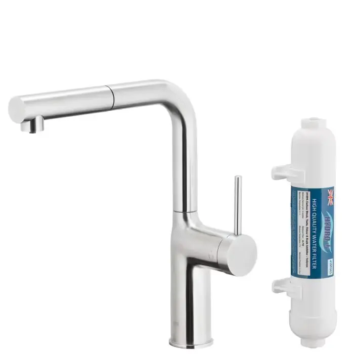 Wyprzedaż zapasów | Duero pure move pull-out bateria kuchenna z funkcją filtracji wody i wyciąganą wylewką, stal nierdzewna + zestaw filtrujący profine blue s 6623-423-22